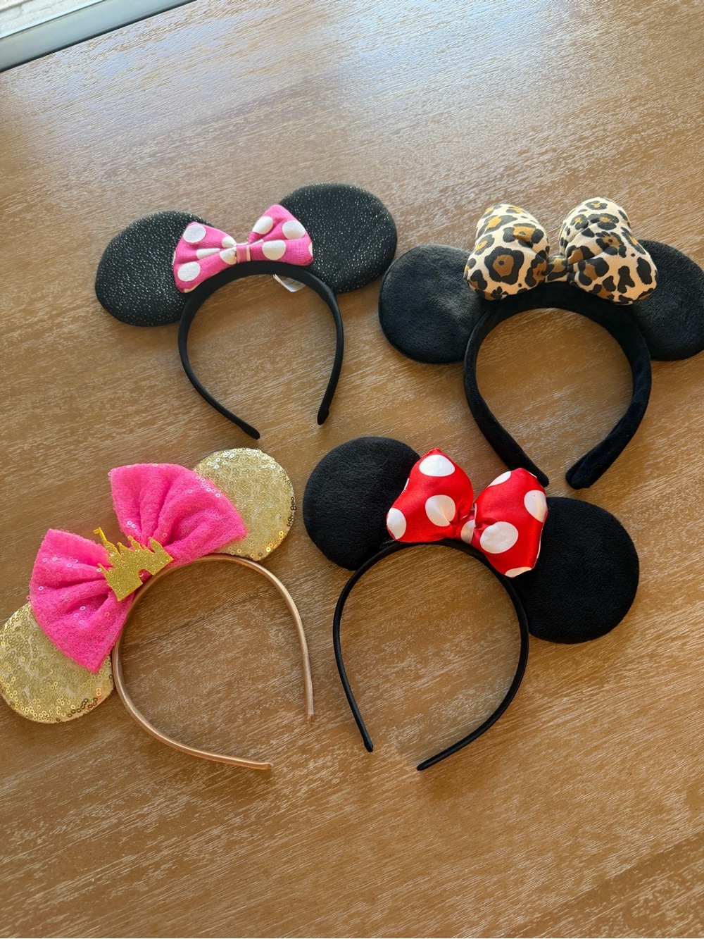 Disney Minnie Mouse Ears Headbands Set - Black, Pink, Red, Gold, Leopard